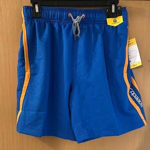 Speedo Men’s UPF 2 Way Stretch New Swim Trunks Blue Ora Size Small